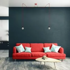 Hoopzi Suspensions Suspension 2 Fils électriques En Tissu Rouge 2,5m Douille Noire -Luminaires Soldes suspension 2 fils electriques en tissu rouge 2 5m douille noire 2