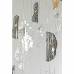 Kare Design Suspensions Suspension 21 Feuilles En Verre Et Acier -Luminaires Soldes suspension 21 feuilles en verre et acier 2