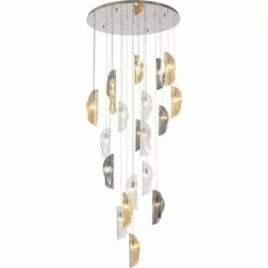 Kare Design Suspensions Suspension 21 Feuilles En Verre Et Acier -Luminaires Soldes suspension 21 feuilles en verre et acier 4
