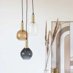 Maisons Du Monde Suspensions Suspension 3 Abat-jours Cloche En Verre Transparent Et Teinté -Luminaires Soldes suspension 3 abat jours cloche en verre transparent et teinte 1000 9 14 211574 2