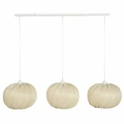 Maisons Du Monde Suspensions Suspension 3 Abat-jours En Bambou Et Support En Métal Blanc