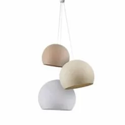 La Case De Cousin Paul Suspensions Suspension 3 Coupoles Bleu Canard-denim-azur -Luminaires Soldes suspension 3 coupoles lin ecru blanc