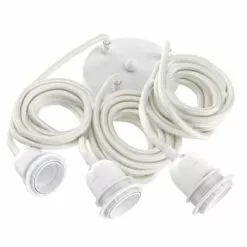 Hoopzi Suspensions Suspension 3 Fils électriques En Tissu Blanc 2,5m Douille Blanche -Luminaires Soldes suspension 3 fils electriques en tissu blanc 2 5m douille blanche 4