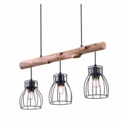 Rendez Vous Déco Suspensions Suspension 3 Lampes En Bois D'eucalyptus Et Métal Noir -Luminaires Soldes suspension 3 lampes en bois d eucalyptus et metal noir 4
