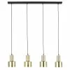 Maisons Du Monde Suspensions Suspension 4 Abat-jours En Laiton Doré Et Support En Métal Noir 94x127