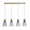 Maisons Du Monde Suspensions Suspension 4 Abat-jours En Verre Fumé Et Support En Bois De Manguier