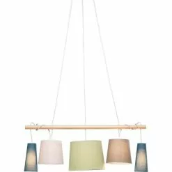 Kare Design Suspensions Suspension 5 Abat-jours En Textile Et Frêne -Luminaires Soldes suspension 5 abat jours en textile et frene 4