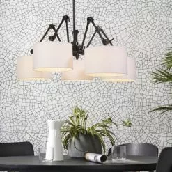 It's About Romi Lustres Suspension 5 Bras Abats-jour Blancs -Luminaires Soldes suspension 5 bras abats jour blancs 2