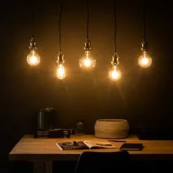 Maisons Du Monde Suspensions Suspension 5 Douilles En Métal Coloris Noir Et Laiton -Luminaires Soldes suspension 5 douilles en metal coloris noir et laiton 1000 9 38 165555 8