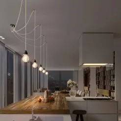 Hoopzi Suspensions Suspension 5 Fils électriques En Tissu Ficelle 3,5m Douille Noire -Luminaires Soldes suspension 5 fils electriques en tissu ficelle 3 5m douille noire 2