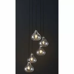 Maisons Du Monde Suspensions Suspension 5 Globes En Verre Et Métal Noir -Luminaires Soldes suspension 5 globes en verre et metal noir 1000 10 15 177422 4