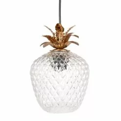 Maisons Du Monde Suspensions Suspension Ananas En Verre Transparent Et Métal Doré