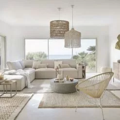 Maisons Du Monde Suspensions Suspension Avec Abat-jour Tressé En Macramé Coloris Blanc -Luminaires Soldes suspension avec abat jour tresse en macrame coloris blanc 1000 16 8 212142 3