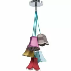 Kare Design Suspensions Suspension Bohème 5 Abat-jours En Tissu -Luminaires Soldes suspension boheme 5 abat jours en tissu 3