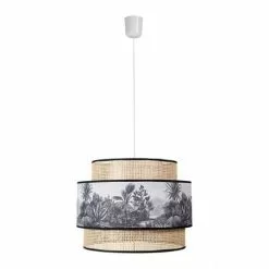 Decoratie Suspensions Suspension Cannage Et Tissu D40cm -Luminaires Soldes suspension cannage et tissu d40cm 2