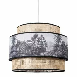 Decoratie Suspensions Suspension Cannage Et Tissu D40cm