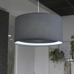 Metropolight Suspensions Suspension Cylindre Avec Diffuseur Textile Gris D39cm -Luminaires Soldes suspension cylindre avec diffuseur textile gris d39cm 1