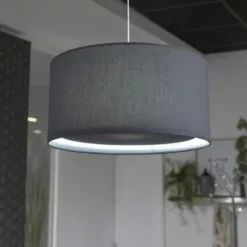 Metropolight Suspensions Suspension Cylindre Avec Diffuseur Textile Gris D39cm -Luminaires Soldes suspension cylindre avec diffuseur textile gris d39cm 2