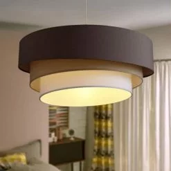 Metropolight Suspensions Suspension Cylindre Textile Beige D58cm -Luminaires Soldes suspension cylindre textile beige d58cm 2