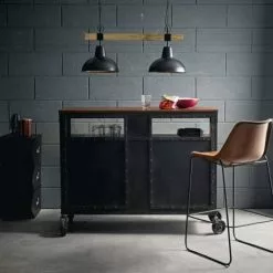 Maisons Du Monde Suspensions Suspension Double En Métal Noir Et Manguier -Luminaires Soldes suspension double en metal noir et manguier 1000 6 18 177384 10