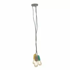 Pirouette Paris Suspensions Suspension En Béton 3 Douilles Gris Jaune Et Vert -Luminaires Soldes suspension en beton 3 douilles gris jaune et vert 4