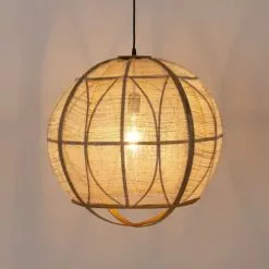 Mica Decorations Suspensions Suspension En Bois Beige Et Lin -Luminaires Soldes suspension en bois beige et lin 8