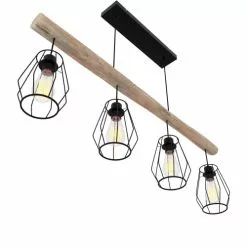 Rendez Vous Déco Suspensions Suspension En Bois Et Métal 4 Lampes -Luminaires Soldes suspension en bois et metal 4 lampes 3