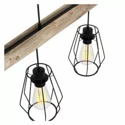 Rendez Vous Déco Suspensions Suspension En Bois Et Métal 4 Lampes -Luminaires Soldes suspension en bois et metal 4 lampes 4