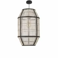 Mica Decorations Suspensions Suspension En Bois Noir Et Lin -Luminaires Soldes suspension en bois noir et lin 9