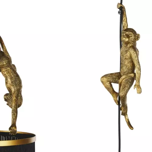 Maisons Du Monde Suspensions Suspension En Métal Doré Et 3 Abat-jours En Franges Noir Ornés De Sculptures De Singes D98 2 Maisons Du Monde Suspensions Suspension En Métal Doré Et 3 Abat-jours En Franges Noir Ornés De Sculptures De Singes D98 – Image 2