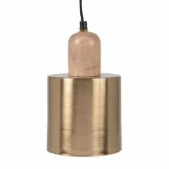 Maisons Du Monde Suspensions Suspension En Métal Doré Et Bois De Manguier Marron