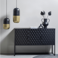 Woood Suspensions Suspension En Métal Noir Et Doré 36cm -Luminaires Soldes suspension en metal noir et dore 36cm 1