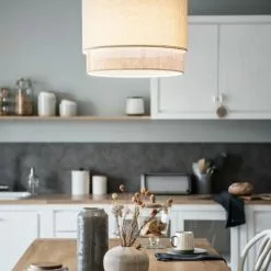 Maisons Du Monde Suspensions Suspension En Rotin Et Coton Gris -Luminaires Soldes suspension en rotin et coton gris 1000 4 14 223792 4