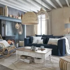 Maisons Du Monde Suspensions Suspension En Rotin Tressé Et Métal Noir -Luminaires Soldes suspension en rotin tresse et metal noir 1000 3 10 211857 4