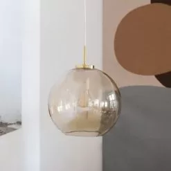 Dyberg Larsen Suspensions Suspension En Verre Ambre Et Laiton, H 30 Cm D 30 Cm -Luminaires Soldes suspension en verre ambre et laiton h 30 cm d 30 cm 2