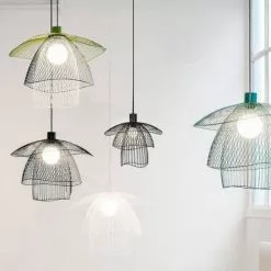 Forestier Suspensions Suspension Métal Filaire Blanc D56cm -Luminaires Soldes suspension metal filaire blanc d56cm 2