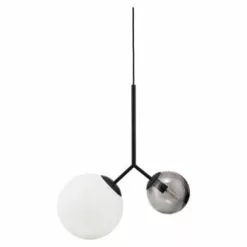 House Doctor Suspensions Suspension Laiton En Verre Blanc Et Gris -Luminaires Soldes suspension noire en verre blanc et gris