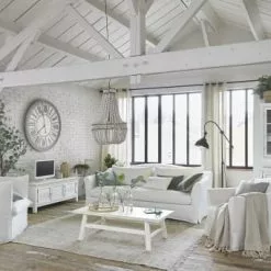 Maisons Du Monde Suspensions Suspension Perles En Sapin Blanc Et Métal Effet Vieilli -Luminaires Soldes suspension perles en sapin blanc et metal effet vieilli 1000 10 2 200287 5