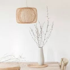 Maisons Du Monde Suspensions Suspension Tambour En Bambou Et Toile Blanche -Luminaires Soldes suspension tambour en bambou et toile blanche 1000 2 3 199837 2