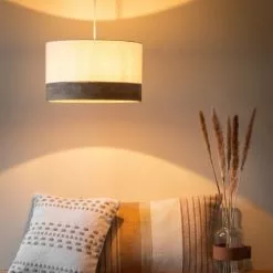 Maisons Du Monde Suspensions Suspension Tambour En Coton Beige Et Chêne -Luminaires Soldes suspension tambour en coton beige et chene 1000 12 9 204148 2