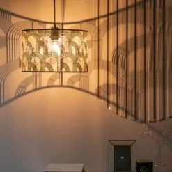 Maisons Du Monde Suspensions Suspension Tambour En Métal Ajouré Noir Et Doré -Luminaires Soldes suspension tambour en metal ajoure noir et dore 1000 6 16 210551 3